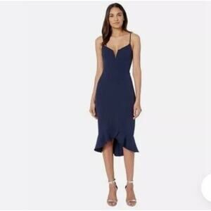 Bardot Kristen Peplum Dress Size 4 French Navy